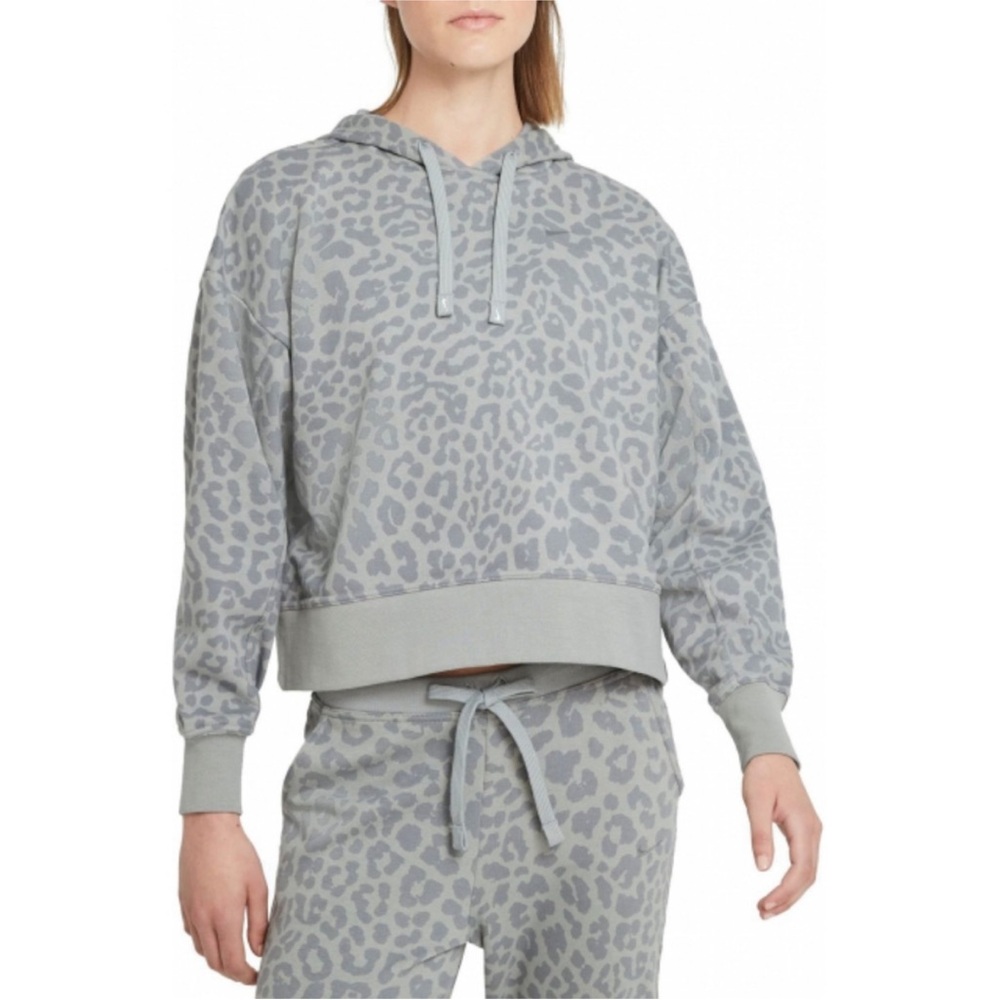 Gray Leopard Print Women's Hoodie- Nike